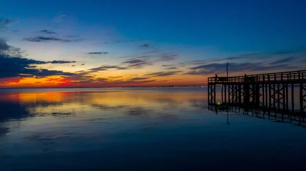 Puesta Sol Octubre Mobile Bay Desde Daphne Alabama — Foto de Stock