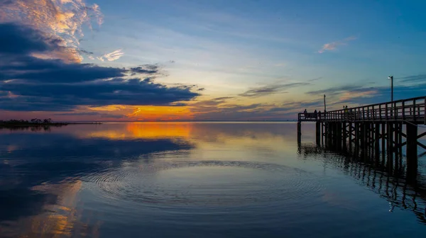 Puesta Sol Octubre Mobile Bay Desde Daphne Alabama —  Fotos de Stock