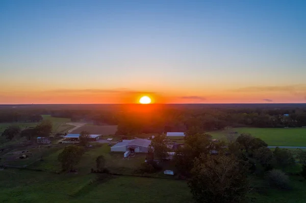 Luchtfoto Van Seward Farms Maïsdoolhof Bij Zonsondergang Lucedale Mississippi — Stockfoto