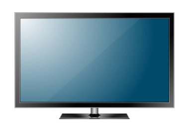 Gerçekçi Tv ekranı. Modern şık led türü. Büyük bilgisayar monitör mockup. Vektör çizim