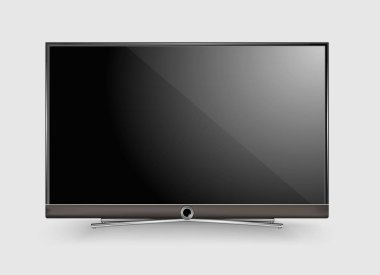 Siyah Led tv televizyon ekran beyaz duvar arka plan üzerinde boş