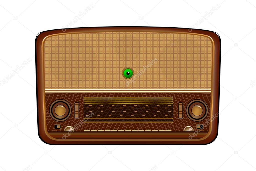 Old radio. Realistic illustration of an old radio receiver
