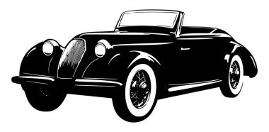 Beyaz arkaplanda izole edilmiş eski model bir araba