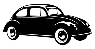 Beyaz arkaplanda izole edilmiş eski model bir araba