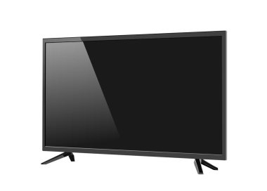 Beyaz arka plan üzerinde izole siyah Led tv televizyon ekranı boş