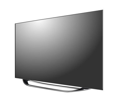 Beyaz arka plan üzerinde izole siyah Led tv ekranı boş