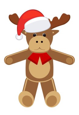 Noel hayvan. Geyik. Çizgi film vektör çizim.