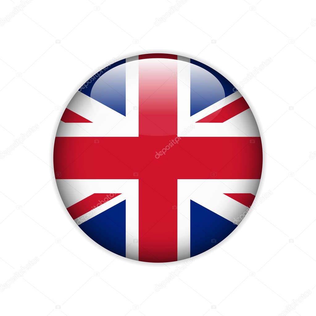 Flag of Great Britain on a button. Vector