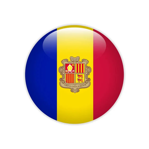 Andorra Flagge Auf Knopf — Stockvektor
