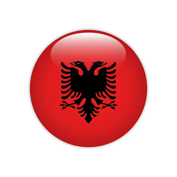 Vlag Van Albanië Knop — Stockvector