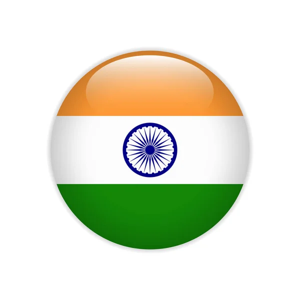 Indien Flagge Auf Knopf — Stockvektor