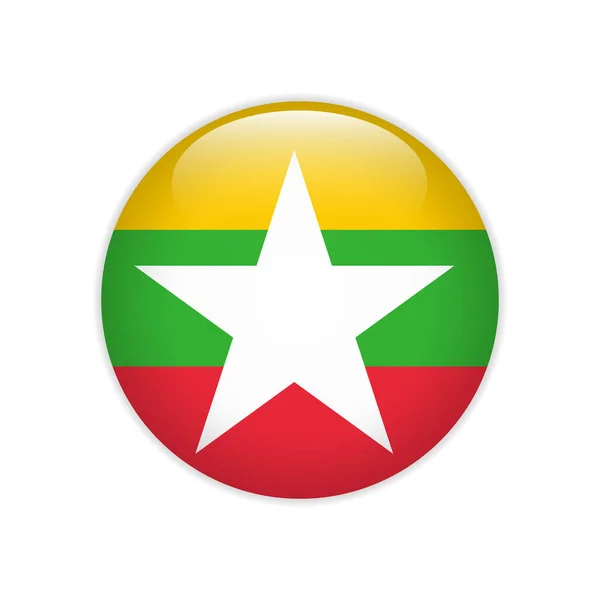 Bandiera Myanmar Sul Pulsante — Vettoriale Stock