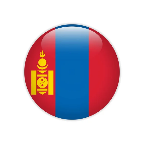 Mongolei Flagge Auf Knopf — Stockvektor