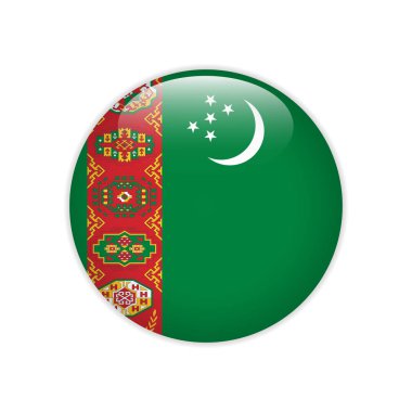 Turkmenistan flag on button clipart
