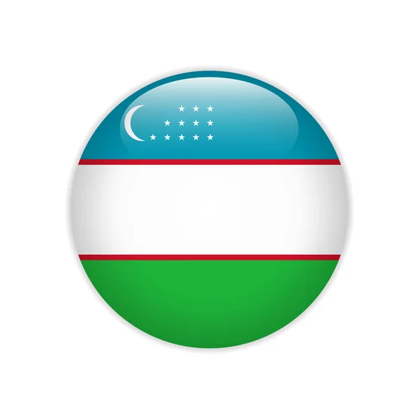 Bandera Uzbekistán Botón — Vector de stock