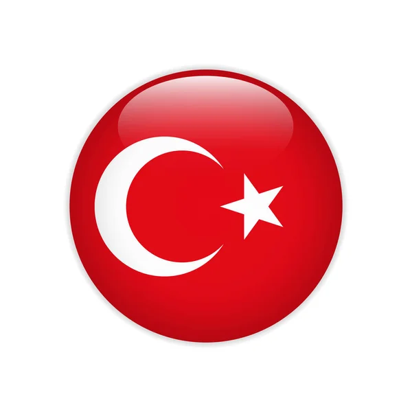 Turkey Flag Button — Stock Vector