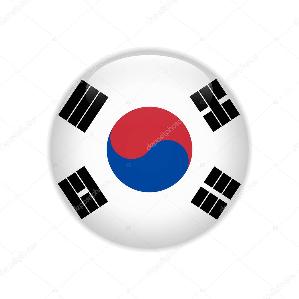 South Korea flag on button