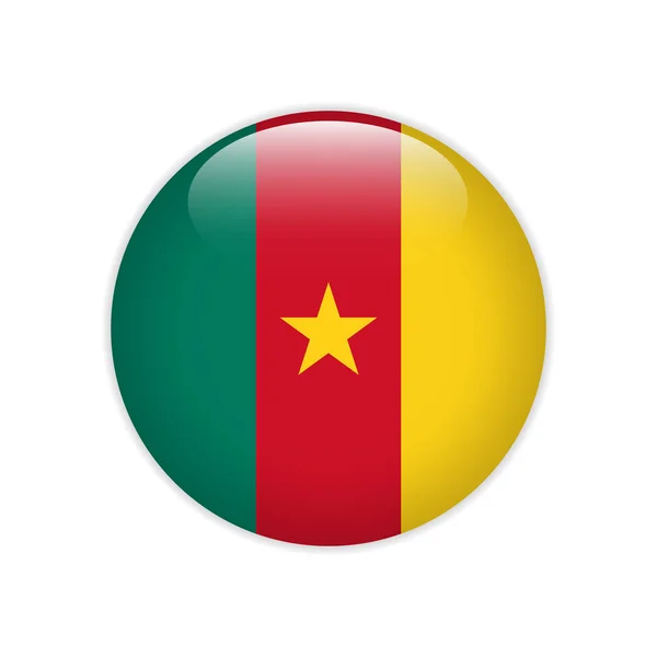Bandera de Camerún en el botón — Vector de stock