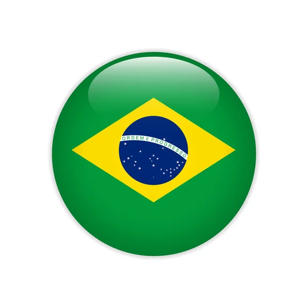 Βραζιλία σημαία στο κουμπί — Διανυσματικό Αρχείο