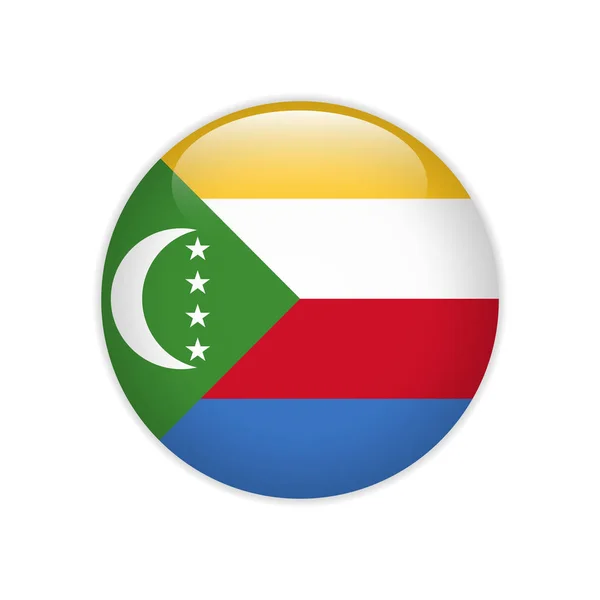 Drapeau Comores sur le bouton — Image vectorielle