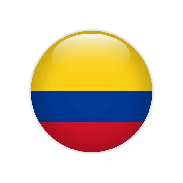 Bandera de Colombia en botón — Vector de stock