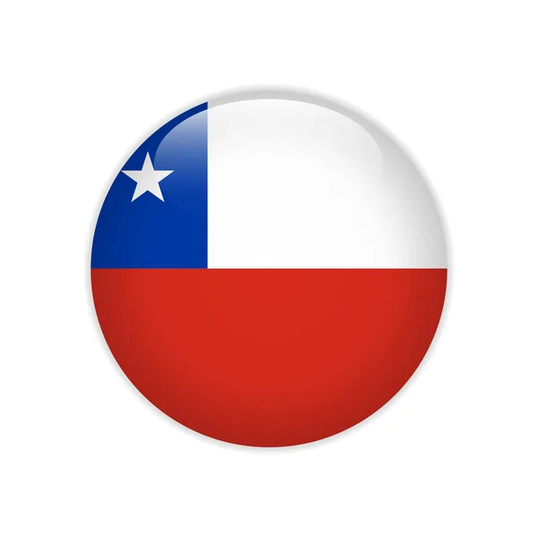 Bandera de Chile en botón — Vector de stock