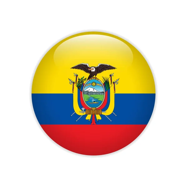 Bandiera Ecuador sul pulsante — Vettoriale Stock
