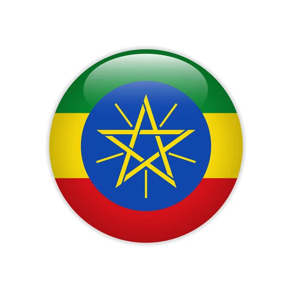 Vlag van Ethiopië op knop — Stockvector