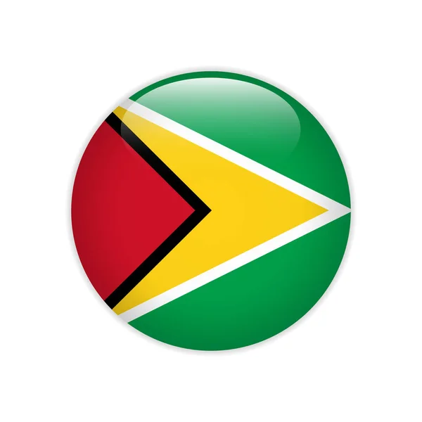 Vlag van Guyana op knop — Stockvector