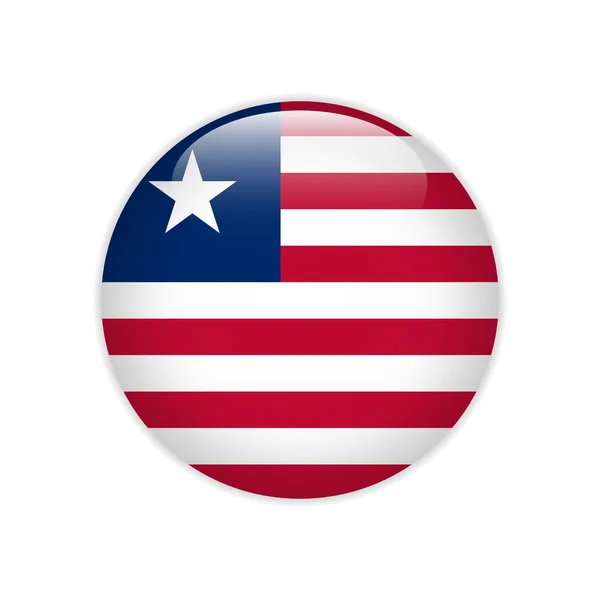 Liberya bayrağı düğmesini — Stok Vektör