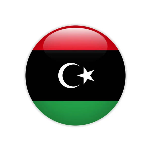 Libyen flagga på knappen — Stock vektor