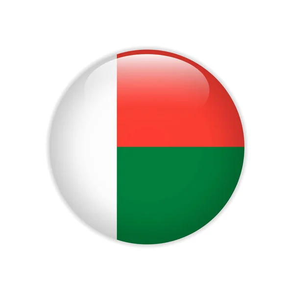 Vlajka Madagaskaru na tlačítko — Stockový vektor
