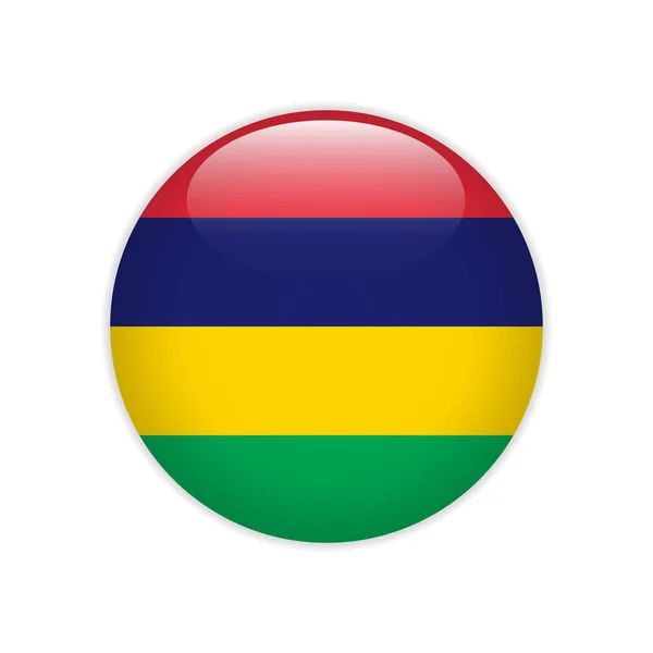 Vlag van Mauritius op knop — Stockvector