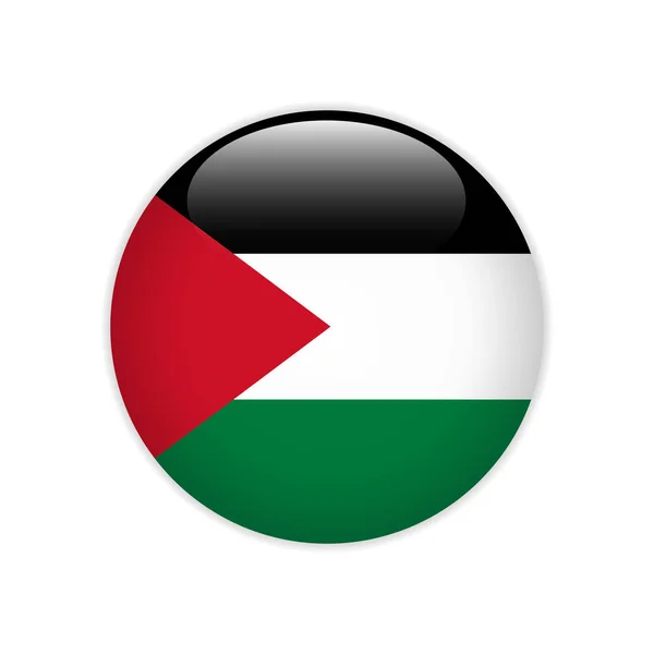 Bandera de Palestina en botón — Vector de stock