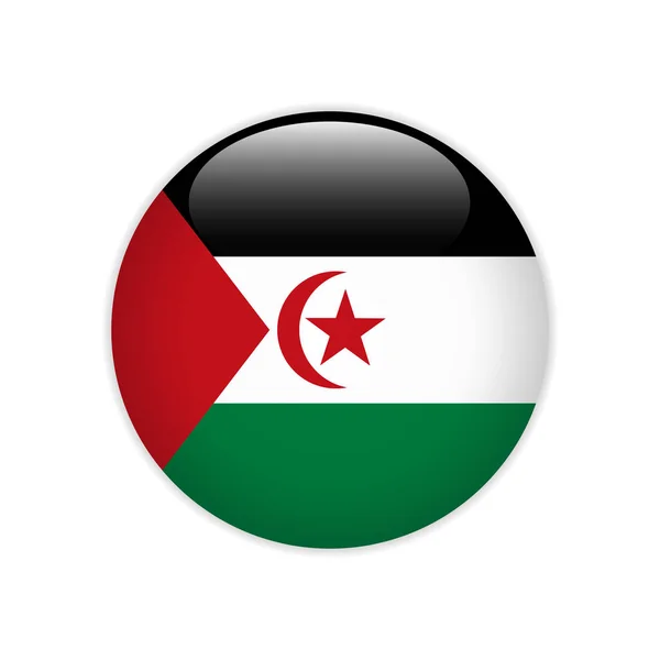 按钮上的阿拉伯撒哈拉民主共和国国旗 — 图库矢量图片