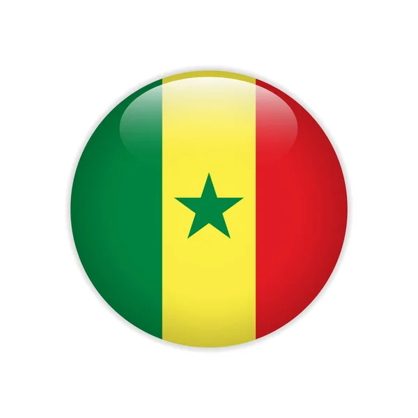 Bandera de Senegal en botón — Vector de stock