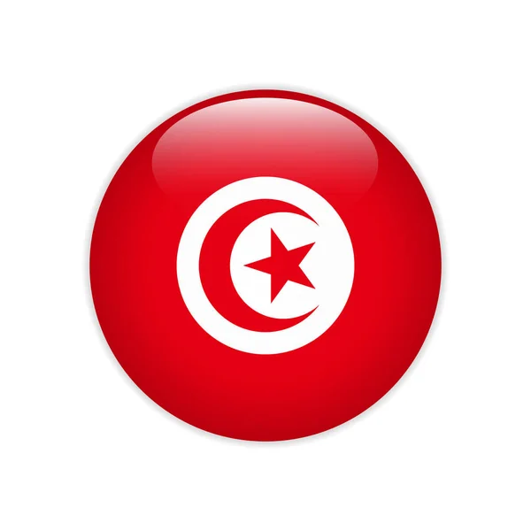 Tunisien flagga på knappen — Stock vektor