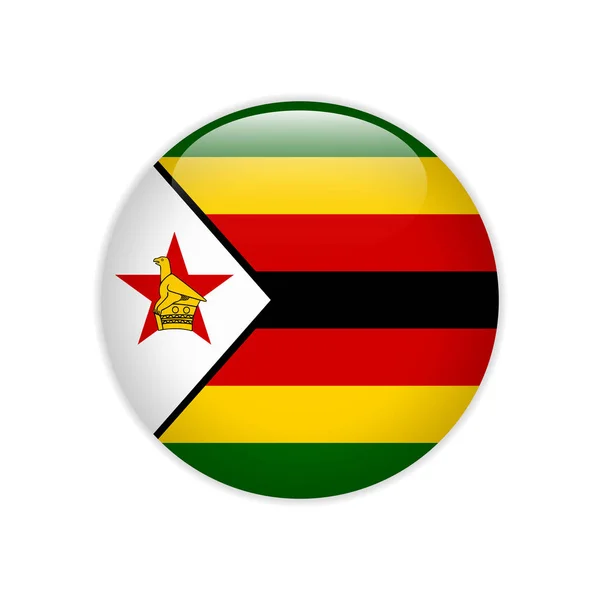 Zimbabwe Flagge auf Knopf — Stockvektor