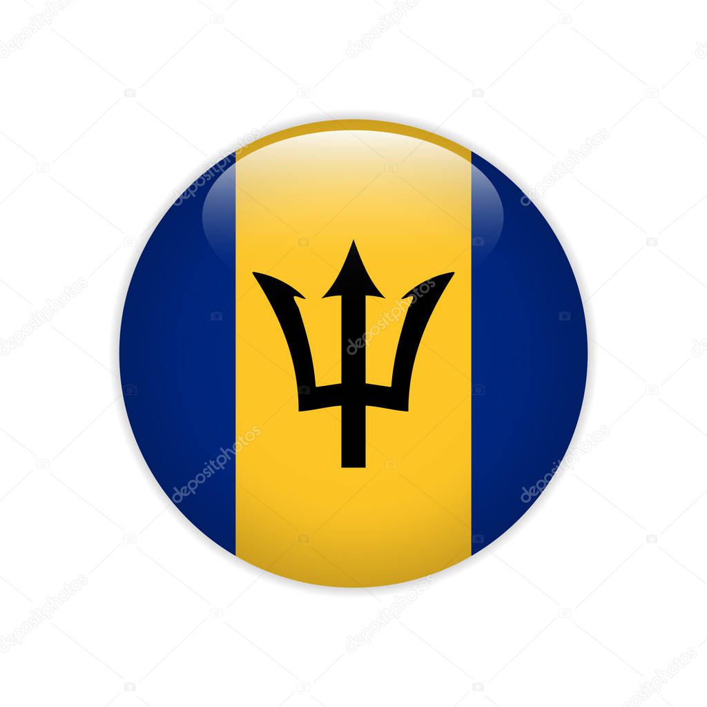 Barbados flag on button