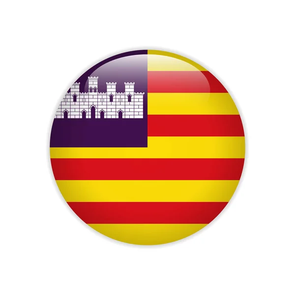 Botón Bandera de las Islas Baleares — Vector de stock