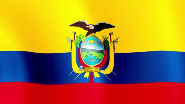 Флаг Эквадора Closeup 1080P Full 1920X1080 Footage Video Waving Wind — стоковое видео