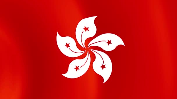 Гонконг Прапор Крупним Планом 1080P Full 1920X1080 Кадри Відео Розмахуючи — стокове відео