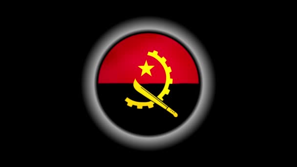 Botão Bandeira Angola Isolado Preto — Vídeo de Stock