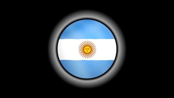 Botão Bandeira Argentina Isolado Preto — Vídeo de Stock