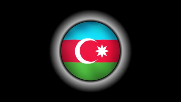 Azerbaijan Flag Button Isolated Black — Stock Video