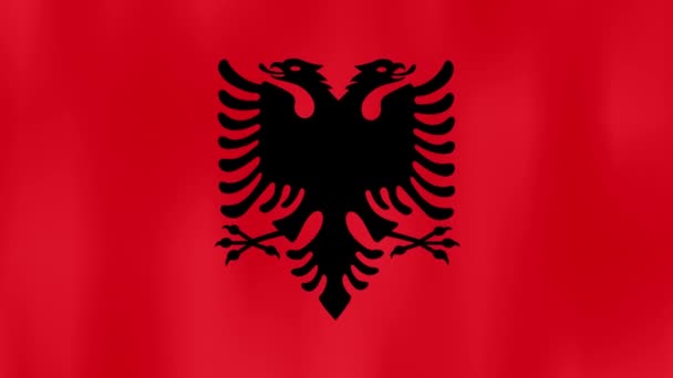 Albanië Flag Motion Video Zwaaiende Wind Markeer Close Ups 1080P Stockvideo's