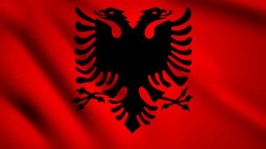 Arnavutluk bayrak Motion video rüzgarda sallayarak. Bayrak Closeup 1080p Hd görüntüleri