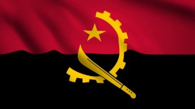 Angola bayrağı Hareket video rüzgarsal sallayarak. Bayrak Closeup 1080p Hd görüntüleri 