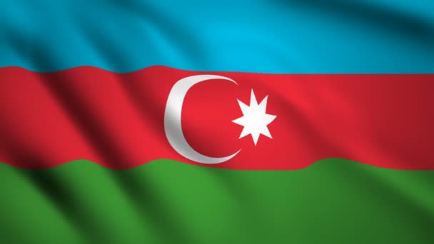 Azerbeidzjan Vlag Beweging Video Zwaaien Wind Markeer Close Ups 1080P — Stockvideo