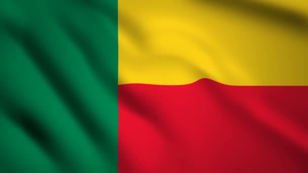 Drapeau Bénin Vidéo Mouvement Agitant Vent Drapeau Gros Plan 1080P — Video